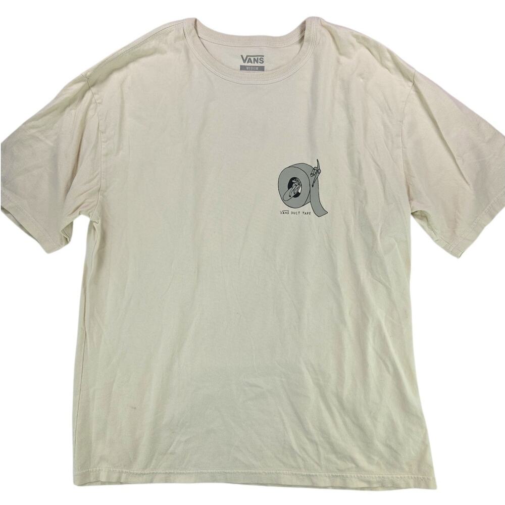 VANS | Cream Duct Tape Cotton T-Shirt | Size Medium